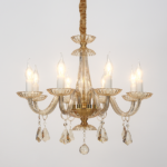 ACA DECOR  – Κρεμαστό Φωτιστικό 8ΧΕ14 Σαμπανιζέ Κρύσταλλο + Χρυσό Μέταλλο Φ59ΧΗ178cm
