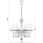 ACA DECOR  – Κρεμαστό Φωτιστικό 8ΧΕ14 Σαμπανιζέ Κρύσταλλο + Χρυσό Μέταλλο Φ59ΧΗ178cm