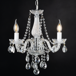 ACA DECOR   – Κρεμαστό Φωτιστικό 3ΧΕ14 Διάφανο Κρύσταλλο + Χρώμιο Μέταλλο Φ48ΧΗ160cm