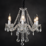 ACA DECOR  – Κρεμαστό Φωτιστικό 6ΧΕ14 Διάφανο Κρύσταλλο + Χρώμιο Μέταλλο Φ51ΧH162cm