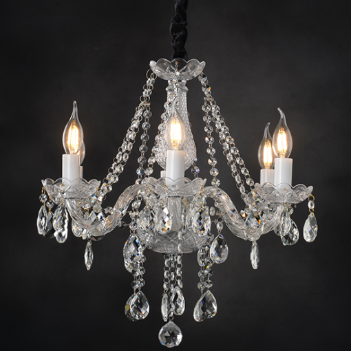 ACA DECOR  – Κρεμαστό Φωτιστικό 6ΧΕ14 Διάφανο Κρύσταλλο + Χρώμιο Μέταλλο Φ51ΧH162cm