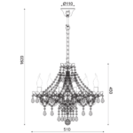 ACA DECOR  – Κρεμαστό Φωτιστικό 6ΧΕ14 Διάφανο Κρύσταλλο + Χρώμιο Μέταλλο Φ51ΧH162cm