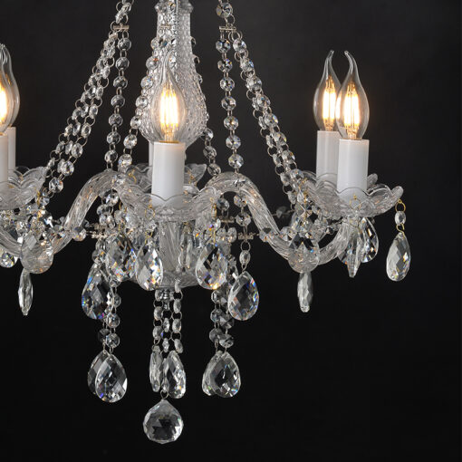 ACA DECOR  – Κρεμαστό Φωτιστικό 6ΧΕ14 Διάφανο Κρύσταλλο + Χρώμιο Μέταλλο Φ51ΧH162cm