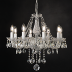 ACA DECOR  – Κρεμαστό Φωτιστικό 8ΧΕ14 Διάφανο Κρύσταλλο + Χρώμιο Μέταλλο Φ57ΧΗ162cm