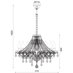 ACA DECOR  – Κρεμαστό Φωτιστικό 8ΧΕ14 Διάφανο Κρύσταλλο + Χρυσό Μεταλλικό Φ57ΧΗ162cm