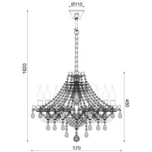 ACA DECOR  – Κρεμαστό Φωτιστικό 8ΧΕ14 Διάφανο Κρύσταλλο + Χρυσό Μεταλλικό Φ57ΧΗ162cm