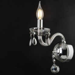 ACA DECOR   – Επίτοιχο Φωτιστικό 1ΧΕ14 Φιμέ Κρύσταλλο + Χρώμιο Μέταλλο 20X32cm