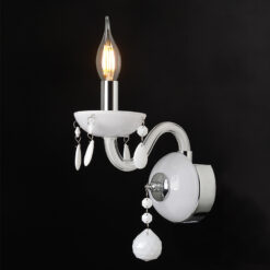 ACA DECOR   – Επίτοιχο Φωτιστικό 1ΧΕ14 Λευκό Κρύσταλλο + Χρώμιο Μέταλλο 20X32cm