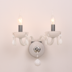 ACA DECOR   – Επίτοιχο Φωτιστικό 2ΧΕ14 Λευκό Κρύσταλλο + Χρώμιο Μέταλλο 38X31cm