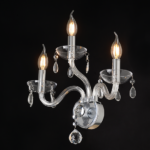 ACA DECOR   – Επίτοιχο Φωτιστικό 3ΧΕ14 Διάφανο Κρύσταλλο + Χρώμιο Μέταλλο 38X40cm