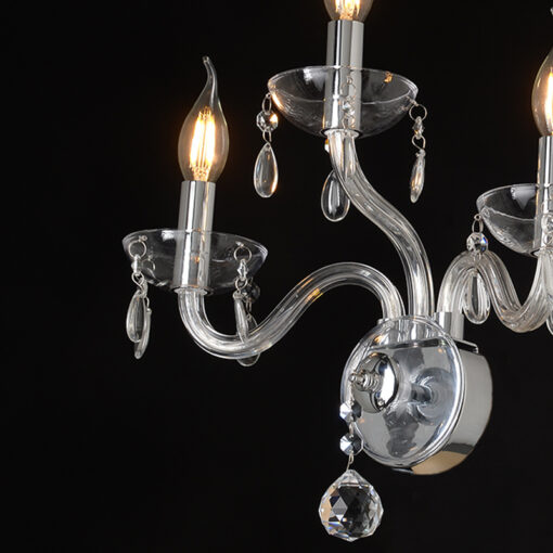 ACA DECOR   – Επίτοιχο Φωτιστικό 3ΧΕ14 Διάφανο Κρύσταλλο + Χρώμιο Μέταλλο 38X40cm