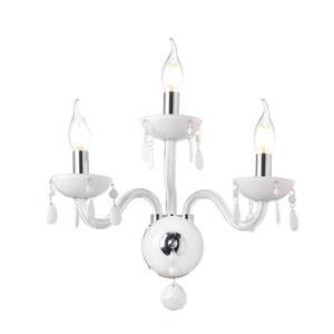 ACA DECOR   – Επίτοιχο Φωτιστικό 3ΧΕ14 Λευκό Κρύσταλλο + Χρώμιο Μέταλλο 38X40cm
