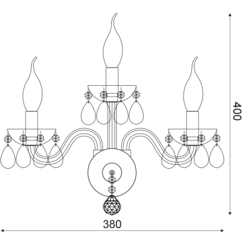 ACA DECOR   – Επίτοιχο Φωτιστικό 3ΧΕ14 Λευκό Κρύσταλλο + Χρώμιο Μέταλλο 38X40cm