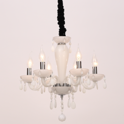 ACA DECOR  – Κρεμαστό Φωτιστικό 6ΧΕ14 Λευκό Κρύσταλλο + Χρώμιο Μέταλλο Φ45ΧΗ168cm