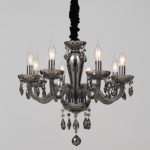 ACA DECOR  – Κρεμαστό Φωτιστικό 8ΧΕ14 Φιμέ Κρύσταλλο + Χρώμιο Μέταλλο Φ49ΧΗ168cm