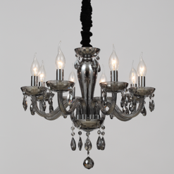 ACA DECOR  – Κρεμαστό Φωτιστικό 8ΧΕ14 Φιμέ Κρύσταλλο + Χρώμιο Μέταλλο Φ49ΧΗ168cm