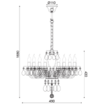 ACA DECOR  – Κρεμαστό Φωτιστικό 8ΧΕ14 Λευκό Κρύσταλλο + Χρώμιο Μέταλλο Φ49ΧΗ168cm