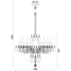 ACA DECOR  – Κρεμαστό Φωτιστικό 8ΧΕ14 Λευκό Κρύσταλλο + Χρώμιο Μέταλλο Φ49ΧΗ168cm