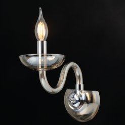 ACA DECOR   – Επίτοιχο Φωτιστικό 1ΧΕ14 Cognac Κρύσταλλο + Χρώμιο Μέταλλο 22X30cm