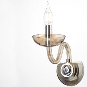 ACA DECOR   – Επίτοιχο Φωτιστικό 1ΧΕ14 Cognac Κρύσταλλο + Χρώμιο Μέταλλο 22X30cm