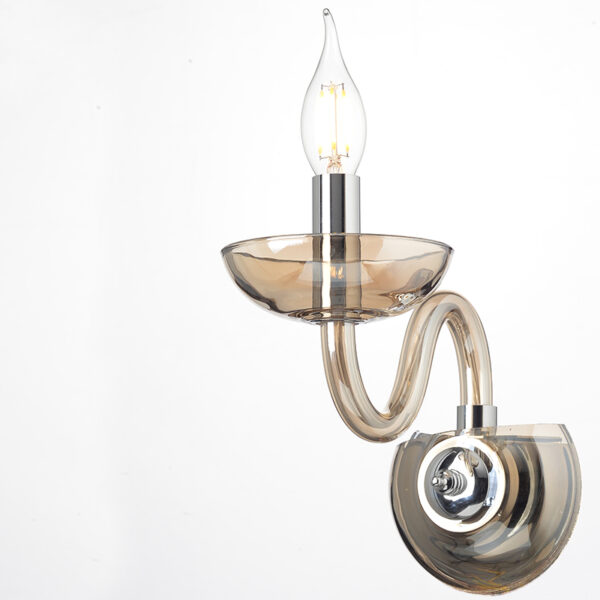 ACA DECOR   – Επίτοιχο Φωτιστικό 1ΧΕ14 Cognac Κρύσταλλο + Χρώμιο Μέταλλο 22X30cm