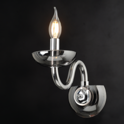 ACA DECOR   – Επίτοιχο Φωτιστικό 1ΧΕ14 Φιμέ Κρύσταλλο + Χρώμιο Μέταλλο 22X30cm
