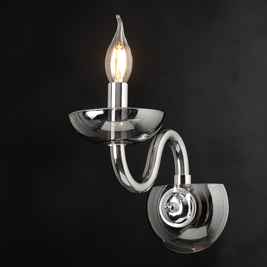 ACA DECOR   – Επίτοιχο Φωτιστικό 1ΧΕ14 Φιμέ Κρύσταλλο + Χρώμιο Μέταλλο 22X30cm