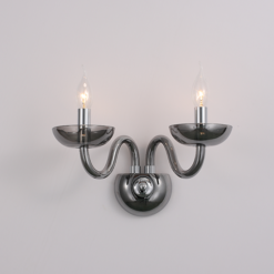 ACA DECOR   – Επίτοιχο Φωτιστικό 2ΧΕ14 Φιμέ Κρύσταλλο + Χρώμιο Μέταλλο 40X30cm
