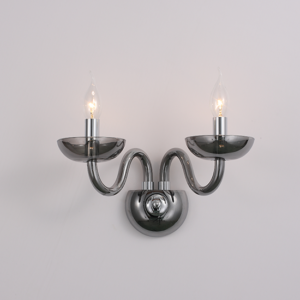 ACA DECOR   – Επίτοιχο Φωτιστικό 2ΧΕ14 Φιμέ Κρύσταλλο + Χρώμιο Μέταλλο 40X30cm