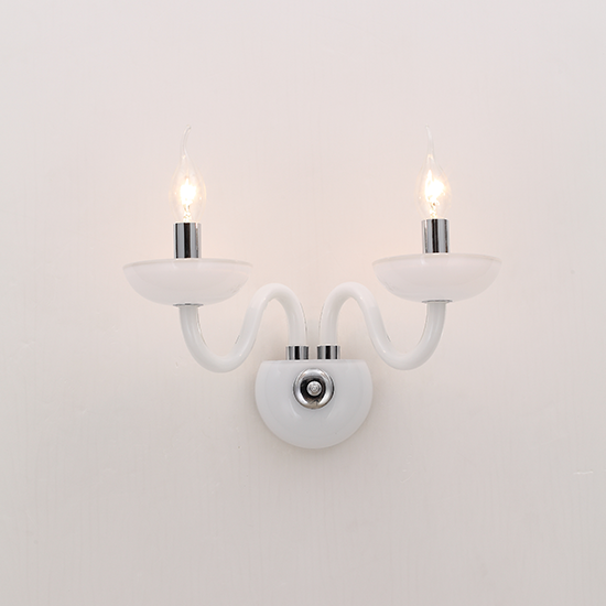 ACA DECOR   – Επίτοιχο Φωτιστικό 2ΧΕ14 Λευκό Κρύσταλλο + Χρώμιο Μέταλλο 40X30cm