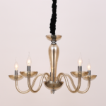 ACA DECOR  – Κρεμαστό Φωτιστικό 5ΧΕ14 Cognac Κρύσταλλο + Χρώμιο Μέταλλο Φ69ΧΗ168cm