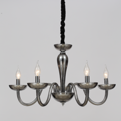 ACA DECOR  – Κρεμαστό Φωτιστικό 5ΧΕ14 Φιμέ Κρύσταλλο + Χρώμιο Μέταλλο Φ69ΧΗ168cm