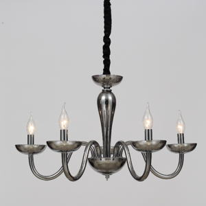 ACA DECOR  – Κρεμαστό Φωτιστικό 5ΧΕ14 Φιμέ Κρύσταλλο + Χρώμιο Μέταλλο Φ69ΧΗ168cm