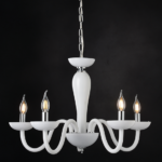 ACA DECOR  – Κρεμαστό Φωτιστικό 5ΧΕ14 Λευκό Κρύσταλλο + Χρώμιο Μέταλλο Φ69ΧΗ168cm