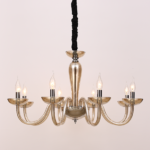 ACA DECOR  – Κρεμαστό Φωτιστικό 8ΧΕ14 Cognac Κρύσταλλο + Χρώμιο Μέταλλο Φ79ΧΗ168C
