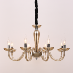 ACA DECOR  – Κρεμαστό Φωτιστικό 8ΧΕ14 Cognac Κρύσταλλο + Χρώμιο Μέταλλο Φ79ΧΗ168C