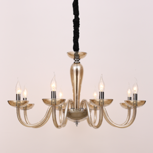 ACA DECOR  – Κρεμαστό Φωτιστικό 8ΧΕ14 Cognac Κρύσταλλο + Χρώμιο Μέταλλο Φ79ΧΗ168C