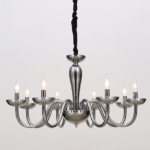 ACA DECOR  – Κρεμαστό Φωτιστικό 8ΧΕ14 Φιμέ Κρύσταλλο + Χρώμιο Μέταλλο Φ79ΧΗ168cm