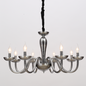 ACA DECOR  – Κρεμαστό Φωτιστικό 8ΧΕ14 Φιμέ Κρύσταλλο + Χρώμιο Μέταλλο Φ79ΧΗ168cm