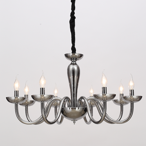 ACA DECOR  – Κρεμαστό Φωτιστικό 8ΧΕ14 Φιμέ Κρύσταλλο + Χρώμιο Μέταλλο Φ79ΧΗ168cm