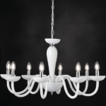 ACA DECOR  – Κρεμαστό Φωτιστικό 8ΧΕ14 Λευκό Κρύσταλλο + Χρώμιο Μέταλλο Φ79ΧΗ168cm