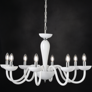 ACA DECOR  – Κρεμαστό Φωτιστικό 8ΧΕ14 Λευκό Κρύσταλλο + Χρώμιο Μέταλλο Φ79ΧΗ168cm