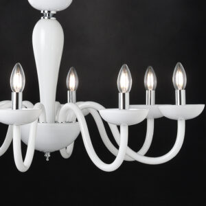 ACA DECOR  – Κρεμαστό Φωτιστικό 8ΧΕ14 Λευκό Κρύσταλλο + Χρώμιο Μέταλλο Φ79ΧΗ168cm