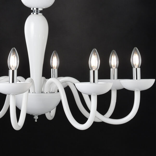 ACA DECOR  – Κρεμαστό Φωτιστικό 8ΧΕ14 Λευκό Κρύσταλλο + Χρώμιο Μέταλλο Φ79ΧΗ168cm