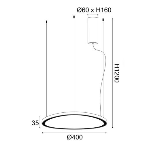 ΚΡΕΜΑΣΤΟ ΦΩΤΙΣΤΙΚΟ LED 36W 3000K 2700LM HARMONY ΛΕΥΚΟ ΑΛΟΥΜΙΝΙΟ IP20 D42XH120CM ACA – BR97LEDP40WH