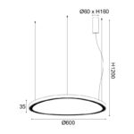 ΚΡΕΜΑΣΤΟ Φ/Σ LED 54W 3000K 4000LM HARMONY ΧΡΥΣΟ ΑΛΟΥΜΙΝΙΟ IP20 D60XH120CM ACA – BR97LEDP60GD