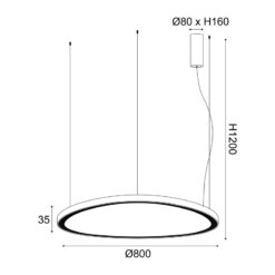 ΚΡΕΜΑΣΤΟ Φ/Σ LED 73W CCT 5800LM HARMONY ΜΑΥΡΟ ΑΛΟΥΜΙΝΙΟ IP20 D80XH120CM ACA – BR97LEDP80BKCCT