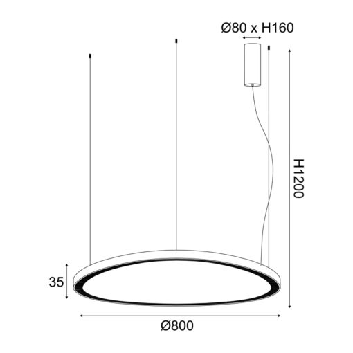 ΚΡΕΜΑΣΤΟ ΦΩΤΙΣΤΙΚΟ LED 74W 3000K 6500LM HARMONY ΜΑΥΡΟ ΑΛΟΥΜΙΝΙΟ IP20 D80XH120CM ACA – BR97LEDP80BK