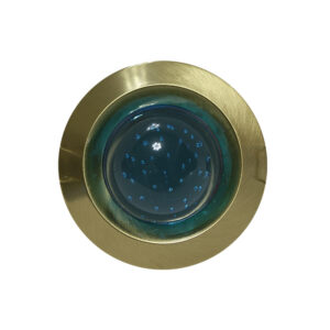 # Βάση Σπότ Στρογγυλή 1XGU10 με Μπλε Γυαλί με Φυσαλίδες Χρυσή Ματ ACA – BS3181GMB