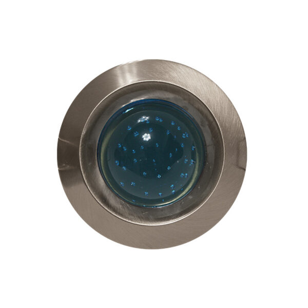 Βάση Σπότ Στρογγυλή 1XGU10 με Μπλε Γυαλί με Φυσαλίδες Νίκελ Ματ ACA – BS3181NMB